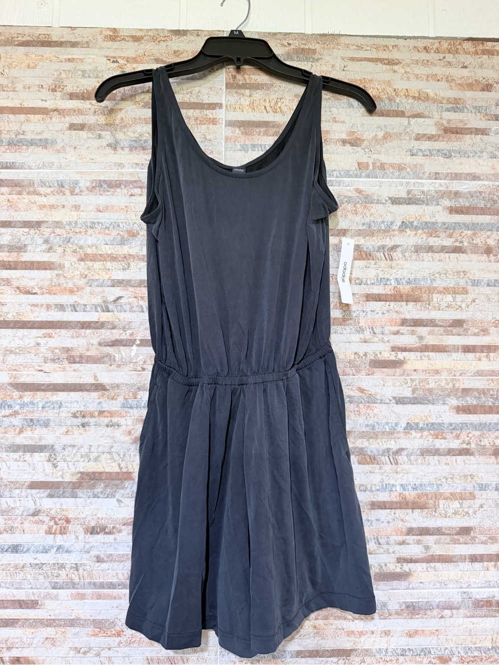 Ododos Casual Black Scoop-Neck Romper with Elastic Waist